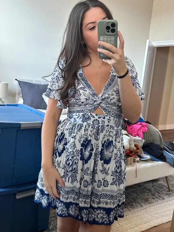 blue paisley mini dress  - Image 3