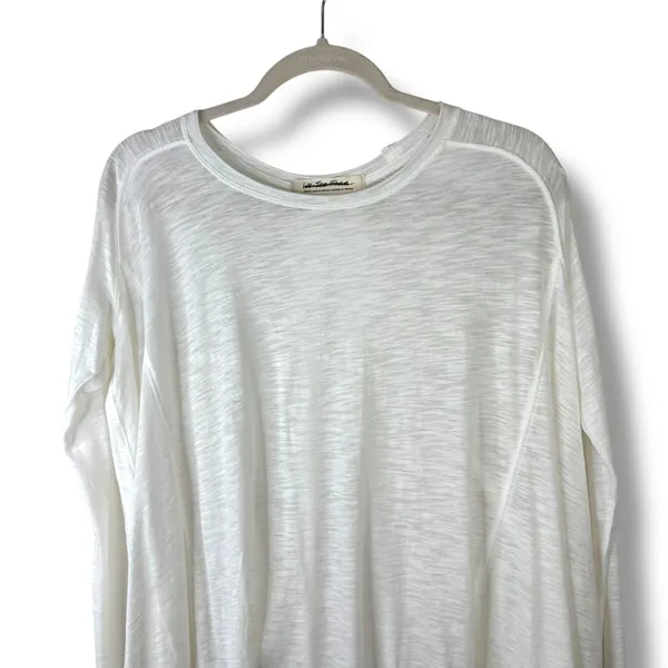 Free People We The Free Aria Trapeze White Boho Drapey Asymmetric Crewneck Top - Image 4