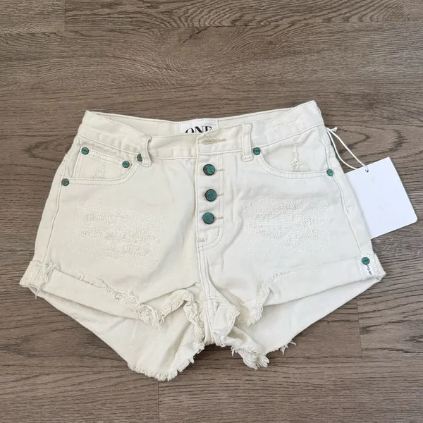 One Teaspoon‎ Hawks High Rise Twisted Cuff Hem Distressed Shorts - Size 26 - NWT - Image 3