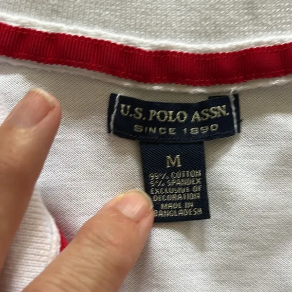 U.S Polo Association red and white medium polo in women’s. GUC. - Image 2