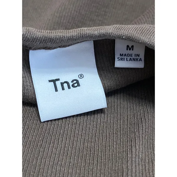 Aritzia TNA Women Brown Sculpt Sleeveless High Neck Rib Knit Tank Crop Top Sz M - Image 3