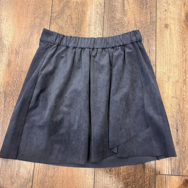 Artizia WILFRED FREE Nescher Mini Skirt Gray Faux Wrap Suede Pull On Sz XS - Image 2