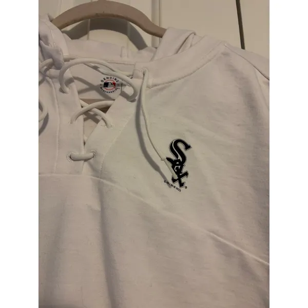 4Her by Carl Banks White Sox MLB Lace Up Hoodie‎ Sweatshirt XL - Image 4