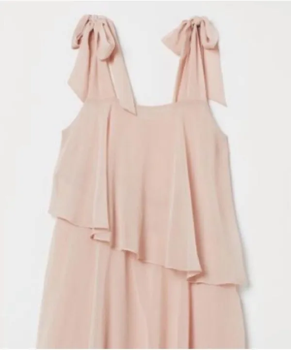 Hennes & Mauritz Pink Tiered Dress with Tie Shoulder - Image 3