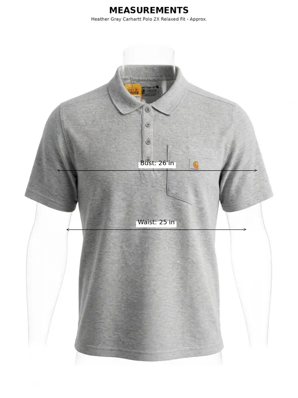 Carhartt Light Heather Gray Henley Polo with Chest Pocket - Image 2