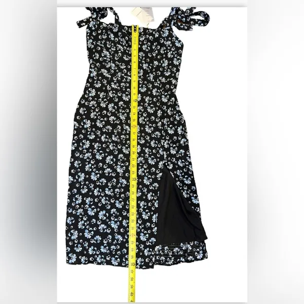 Commense Women’s Medium Navy‎ Blue Floral Sleeveless MIDI Dress Tie Strap NWT - Image 5