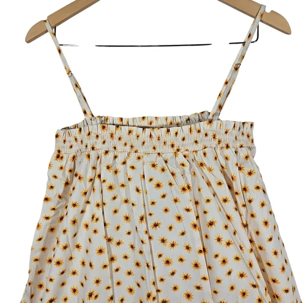 WeWoreWhat Smocked Midi Dress Ditsy‎ Daisies Ivory Multi Womens Size M New - Image 4