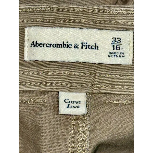 Abercrombie & Fitch Curve Love Khaki Brown Utility Vintage Cargo Pants Sz 33 16 - Image 3