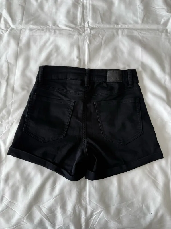 Black Seriously Stretchy High-Rise Midi Shorts - Image 4