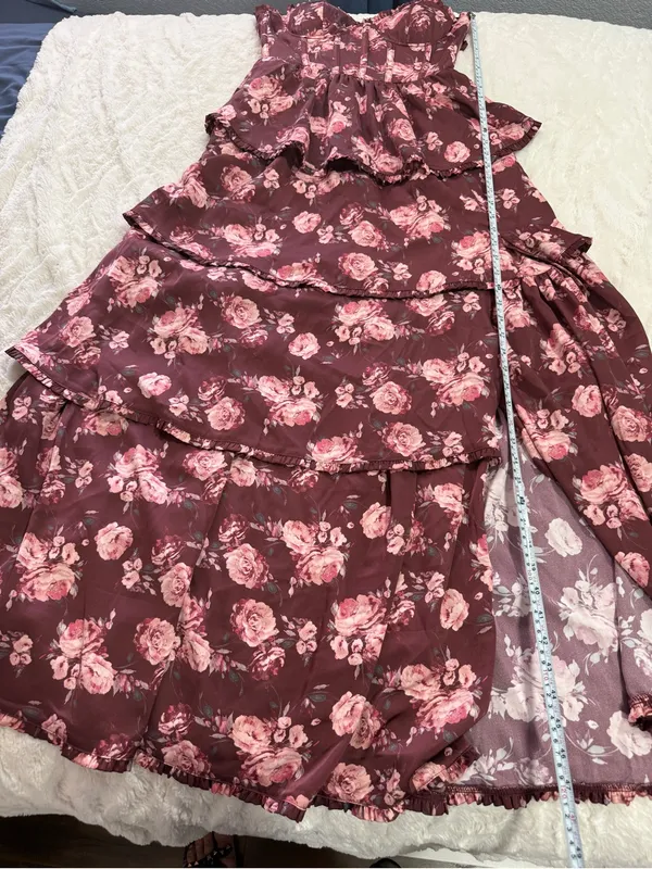Altar’d State Stellini Wine Floral Corset Maxi Dress Small - Image 6