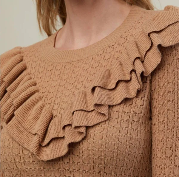 NWT Pointelle Ruffle Sweater Size XS - Image 2