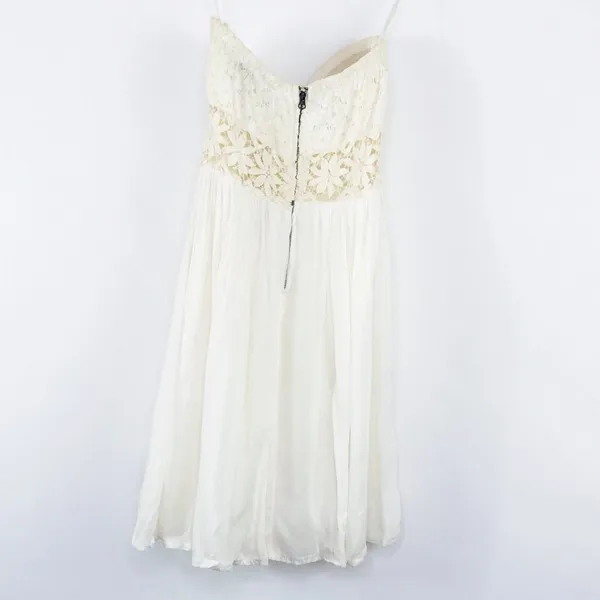 Lovecat for Lulus Ivory Cream Bustier Mini Dress Strapless Sundress Womens M NWT - Image 3