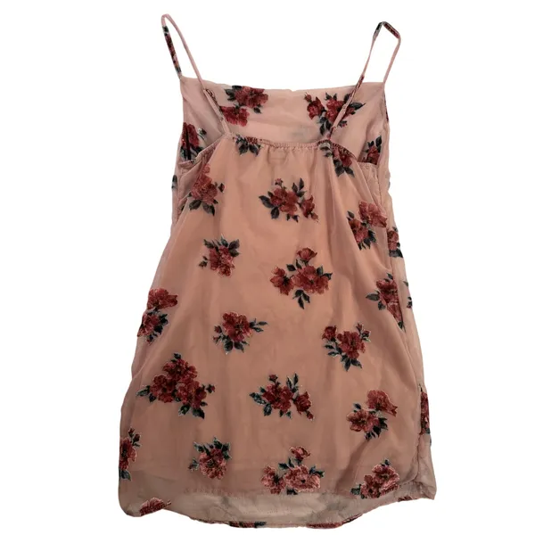 American Eagle XS Pink Floral Velvet Burnout Mesh Cami Tank Top Sheer Lined - Image 6