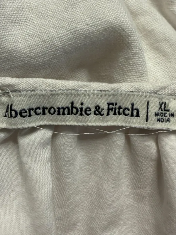 Abercrombie & Fitch x Tia Booth Linen-Blend Peasant Bubble Top Women's XL White - Image 10