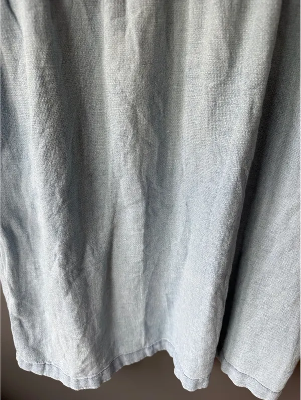 Madewell Light Wash Denim Dress with Long Sleeves and Tie Cuffs - Image 9