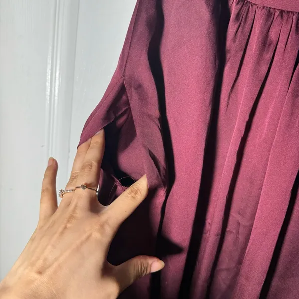 WHITE By Vera Wang • Long Strapless Bridesmaid Dress • Belt • Burgundy/Wine • 2 - Image 5