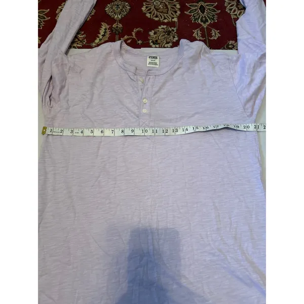 Victoria's Secret PINK Long Sleeve Henley T-Shirt Purple Dog Logo Size‎ M Y2K - Image 5