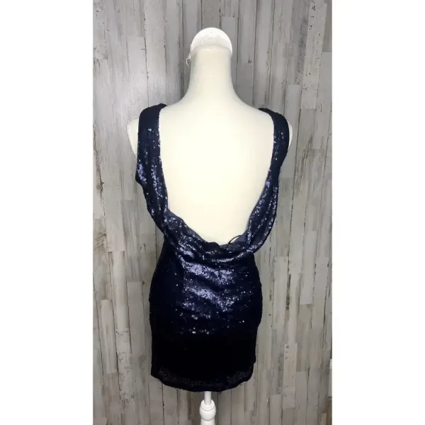 Lulus Women's Small Time to Shine Blue Sequin Bodycon Mini‎ Dress Party Cocktail - Image 9