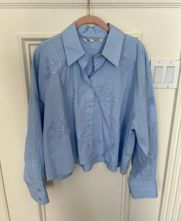 Zara NWOT Sequined Button Down Shirt - Image 11