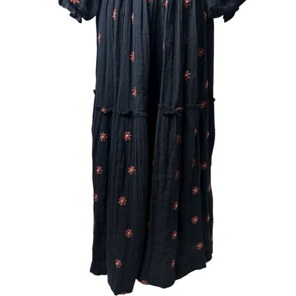 Free People Dahlia Embroidered Maxi Dress Puff‎ Sleeve Cottagecore Milk Maid M - Image 9