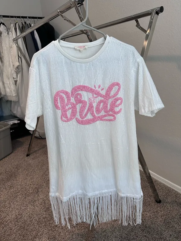 Peach Love California Bridal tassel and sequins cover up - Image 2
