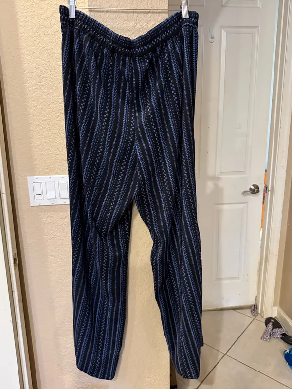 C 1946 Classic Plus Size 18/20W Black Blue Striped Wide Leg Pants - Image 6