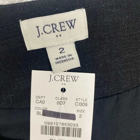 J Crew Top Womens 2 Black Linen Blend Vest‎ Sleeveless Button Up Classic CI309 - Image 4