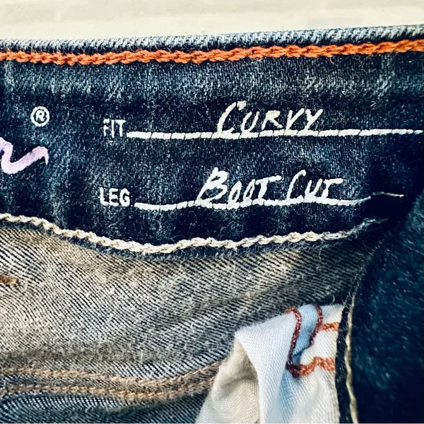 Eddie Bauer Women’s Curvy Trouser Boot Cut Denim Jeans Stretch Dark Blue Size 16 - Image 2
