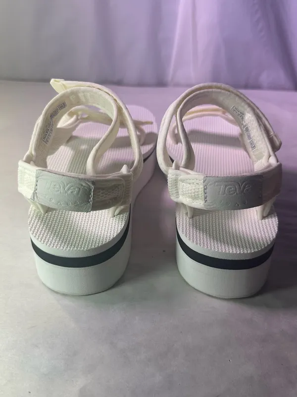 Teva White Platform Sandal with Black Midsole Stripe - Women - Image 6