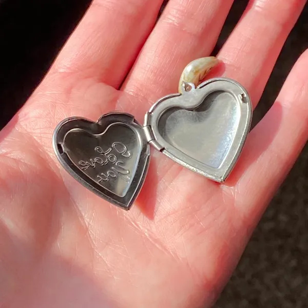 Handmade “I love you” stainless steel heart locket charm & Czech glass necklace 🍃🩵 - Image 6