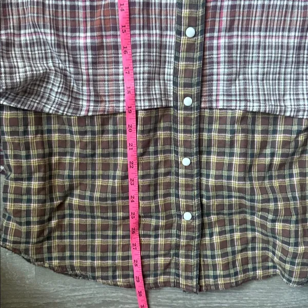 NEW Free People Layer it Up Plaid Flannel Snap Down Top Medium - Image 10