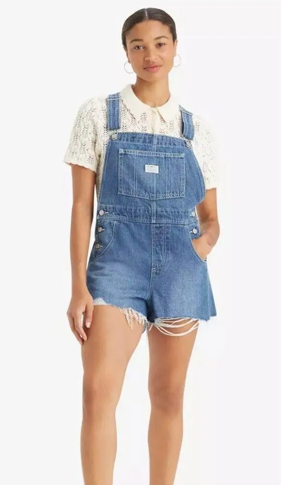 Levi's Vintage Women's Shortalls XL Mend Me Not - Medium Wash - Image 3