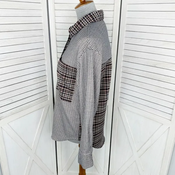 Abercrombie & Fitch Oversized‎ Multi Plaid Flannel Shirt Brown XS Button Up - Image 2
