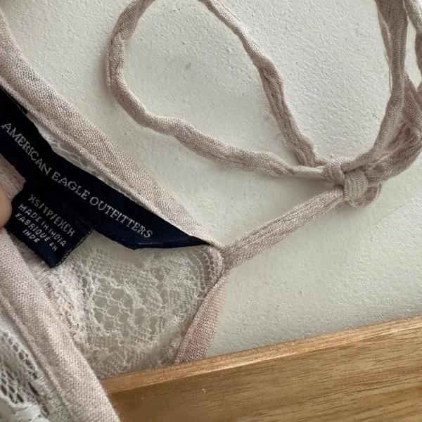 American Eagle‎ Pink Cream Floral Lace Babydoll Top - Image 5