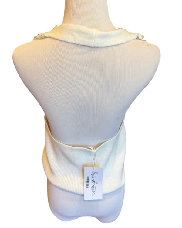 NWT 12th Tribe Trinity Knit Sequin Halter Top White L Cropped Soft - Image 6