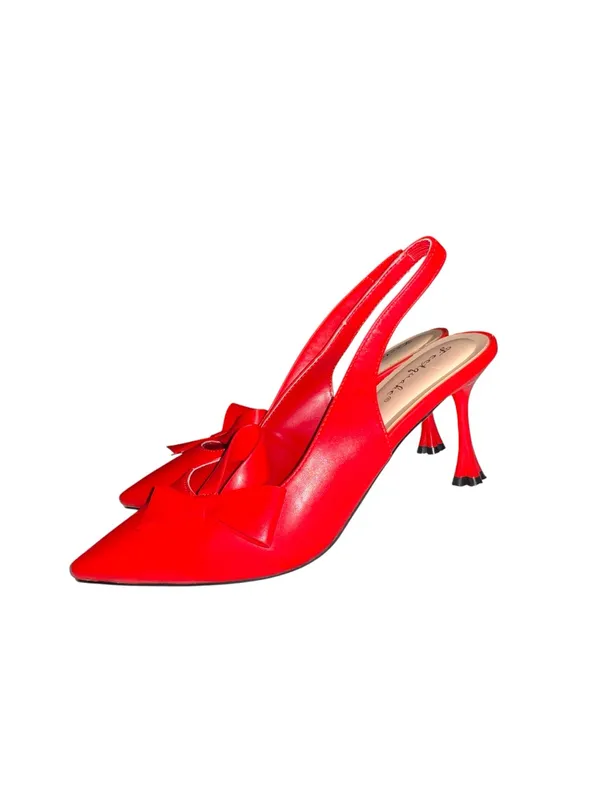 Feetquake brand beautiful red pointy toe sling back kitten 3” heels - Image 5