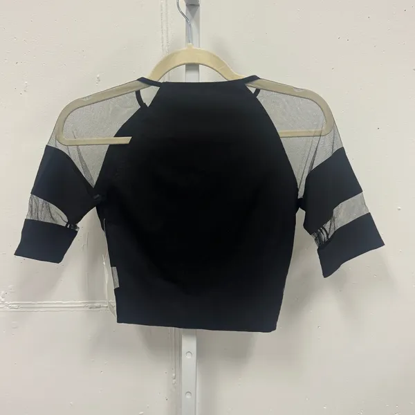 NWT Tobi Black Mesh Panel Crop Top Sheer Sleeve FFTP01 Small Night Out Festival - Image 2