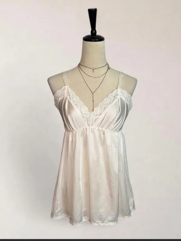 jcpenney Cream Satin Lace-Trim Chemise - Image 3