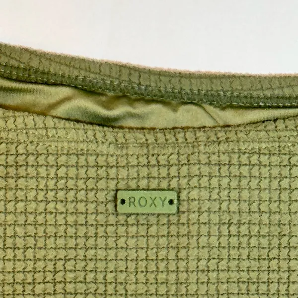 Roxy Essaouira Oil Green Textured High Leg Bikini Bottom L NWT Low Rise Beach - Image 3