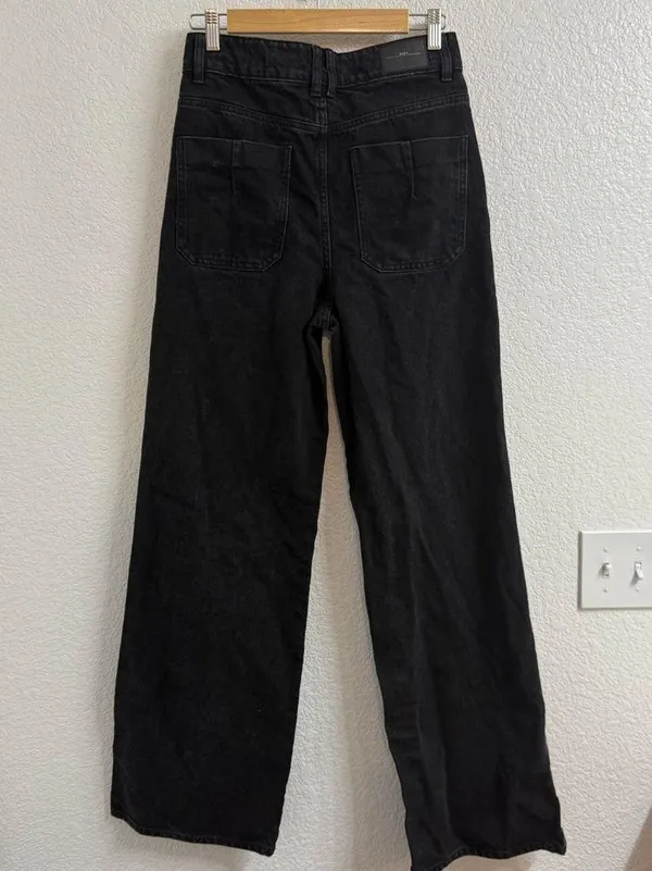 Zara black wide leg jeans size 6 - Image 2