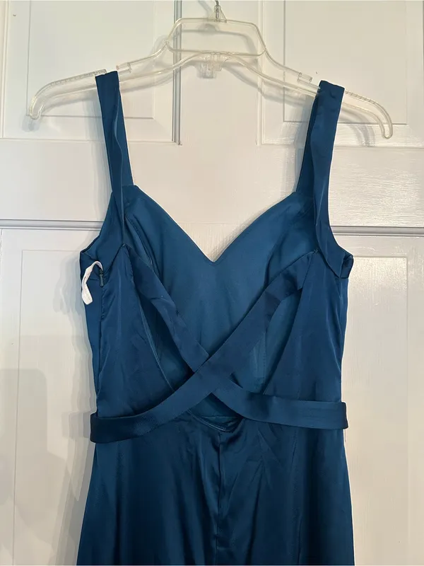 Elegant Deep dark teal Maxi Dress with V-Neck Bodice - Image 4
