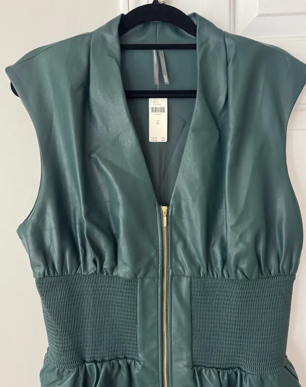 Anthropologie The Tommie Faux Leather Front-Zip Mini Shirt Dress, Size XL - Image 7
