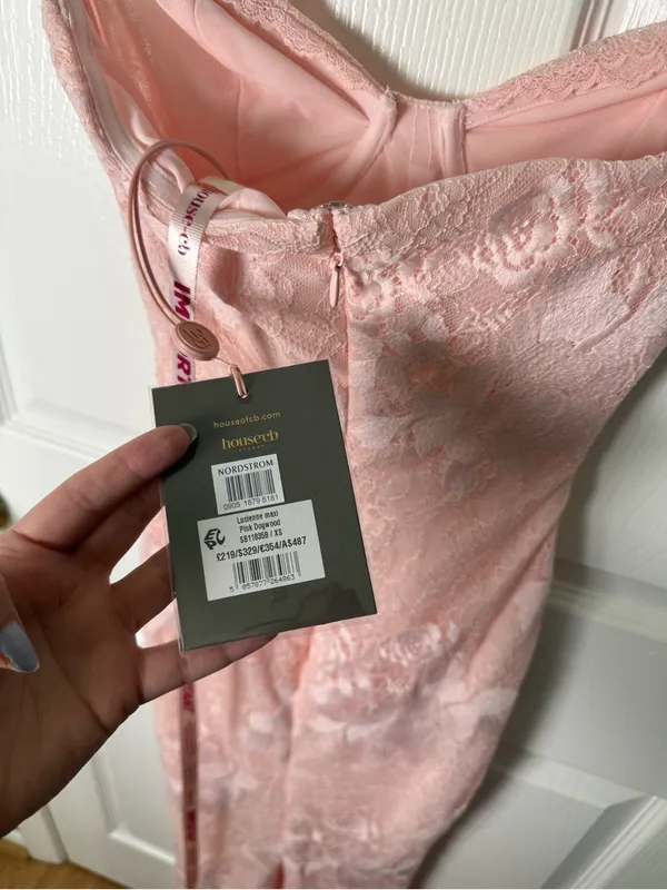House of CB Lucienne Pink Lace Maxi Dress XS - Image 8