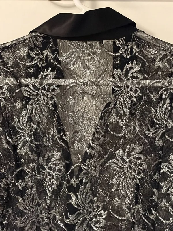 Cache vintage sheer lace cardigan size medium whimsigoth dark floral *flaw - Image 9