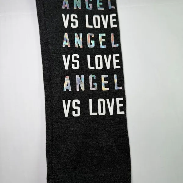 Victoria’s secret Women's Black and Grey Leggings - angel vs love - Image 2
