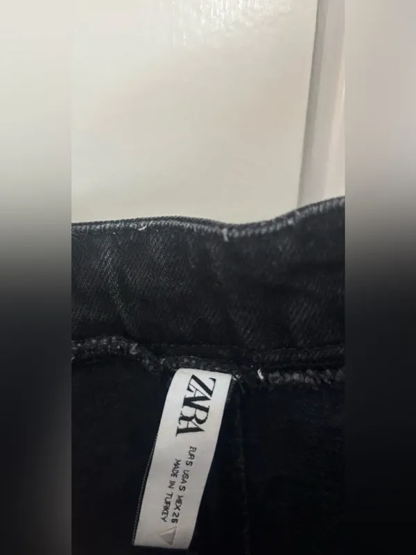 Zara Strapless Black Denim Mini Dress - Image 3