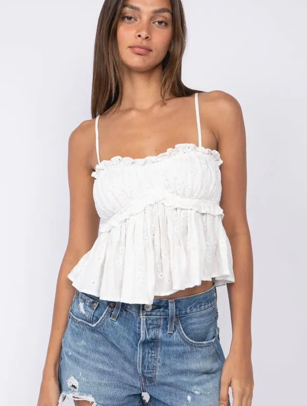 Sky to Moon White Babydoll Tank - Image 4