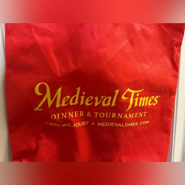 Medieval Times Dinner & Tournament Red Gold Logo Reusable Tote Bag - Image 3