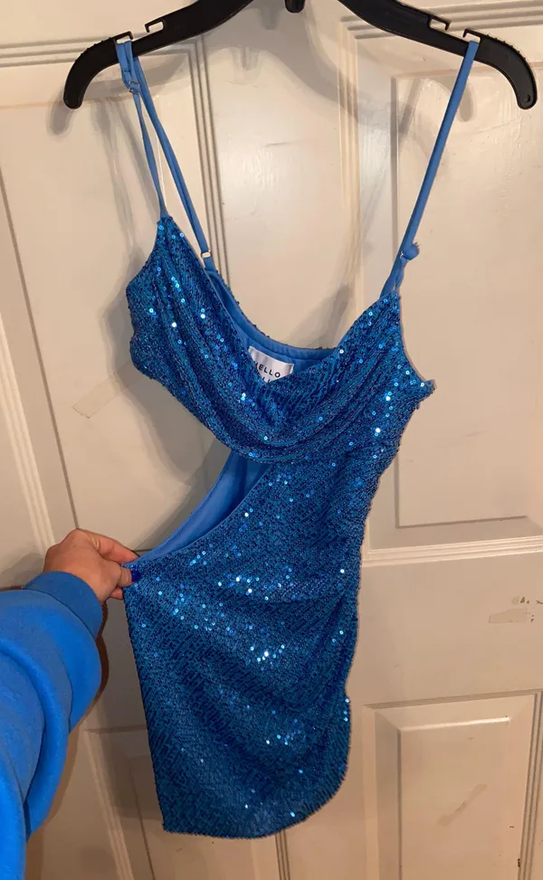 Hello Molly Blue Cut Out Sequence Dress - Image 2