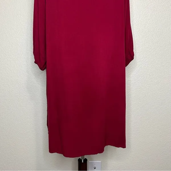 Dabenti Embroidered Sequins Burgundy Long Sleeves Midi Dress, Size XL - Image 9